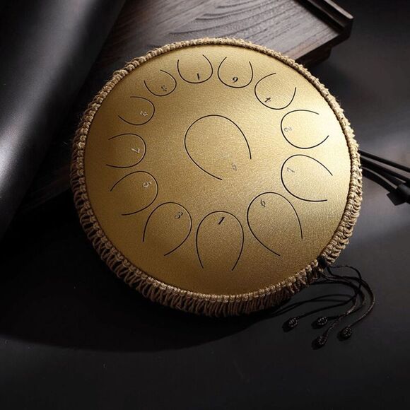 Steel Tongue Drum 14 Inch 13 Notes with Travel Bag , Music Book, C Major (gold) - Picture 3 of 9